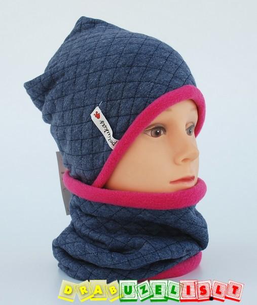 Šilta kepurė vaikui su mova „pink and grey“, 290