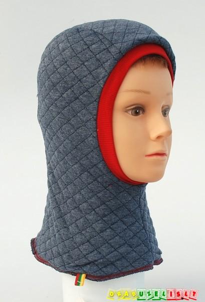 Šilta kepurė - šalmukas "melsvas su raudonu", 792