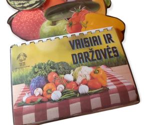Knygelė su daugkartiniais lipukais "vaisiai ir daržovės"